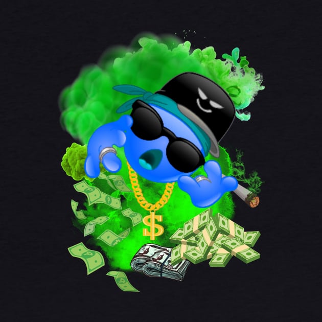 GREEN MAN BLUE EMOJI FACE DESIGN by The C.O.B. Store